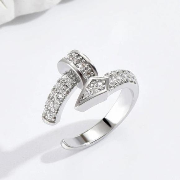 Silver Zircon Nail Cuff Earring, Cartilage, Minimalist - Picture 2 of 3